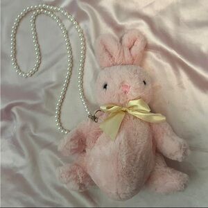 Bunny Purse with Pearl Crossbody Strap